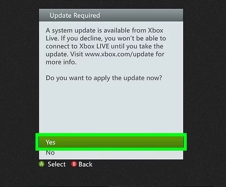 how to update Xbox 360 console