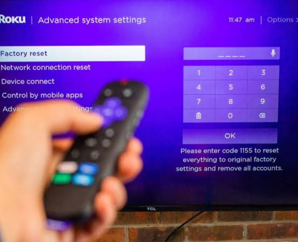 Factory reset Roku device