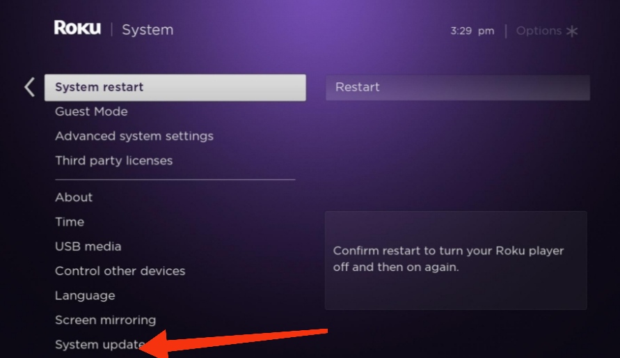 Update Roku device